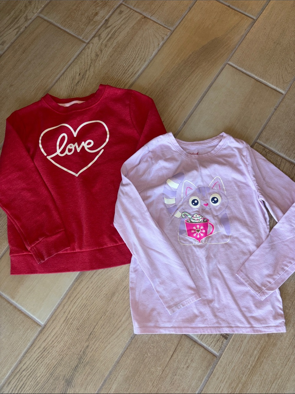 Cat & Jack Red 'Love' Heart Sweatshirt and  Graphic Tee bundle size 7/8